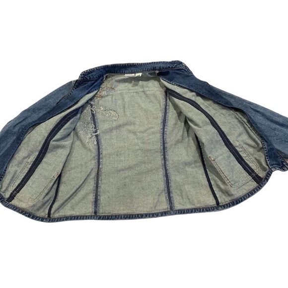 Vintage 90's Embroidered Beaded Blue Denim Jacket Size 1 Women's Chico's Boho - Picture 10 of 14
